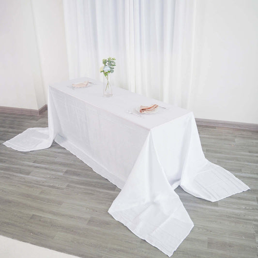 Taffeta 90"x156" Rectangle Tablecloth White - Seamless Accordion Crinkle Design for Stylish Celebrations