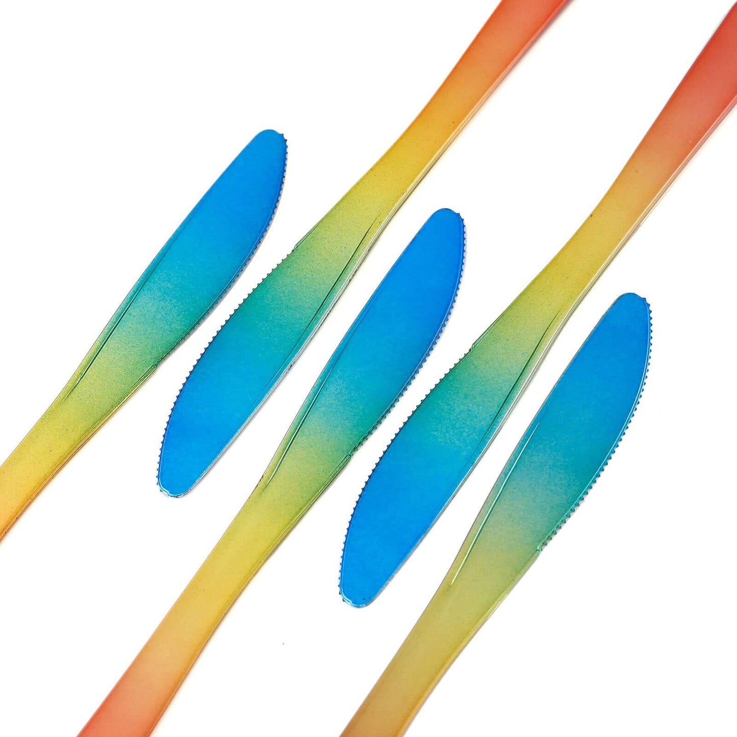 24 Pack - 8" Rainbow Ombre Design Heavy Duty Plastic Knives