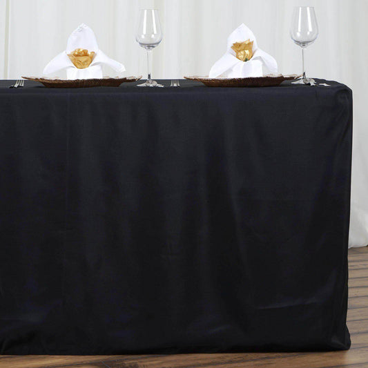 Fitted Polyester 72"x30" Rectangle Tablecloth Black - Sleek and Durable for Events - NestOCart