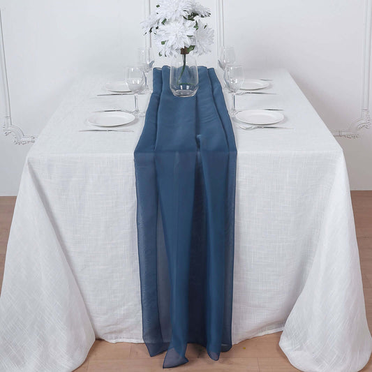 Chiffon 6ft Table Runner Navy Blue - Flowy & Lightweight Table Decor