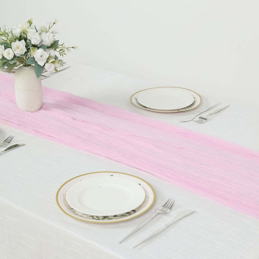 Gauze Cheesecloth 10ft Table Runner Pink - Rustic Boho Style - Bell Racket Store