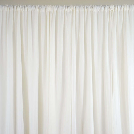 Ivory Chiffon Polyester Event Curtain Drapes, Dual Layer Divider Backdrop Event Panels with Rod Pockets - 20ftx10ft - NestOCart