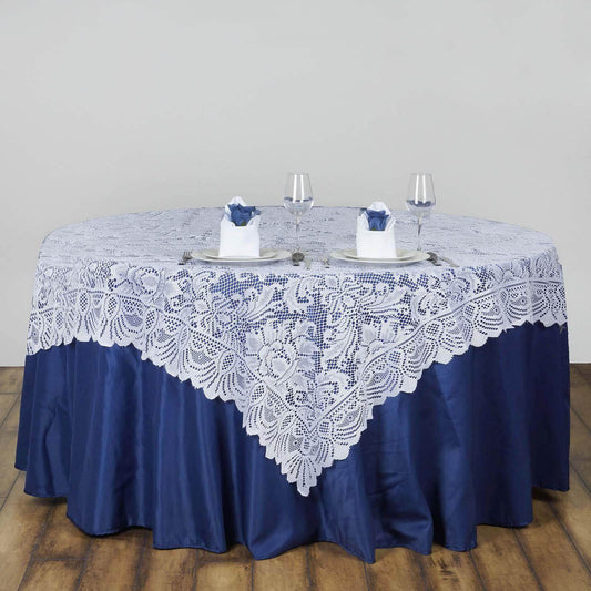 Lace 54"x54" Table Overlay Square Tablecloth White - Stylish Victorian Design Event Decor - NestOCart