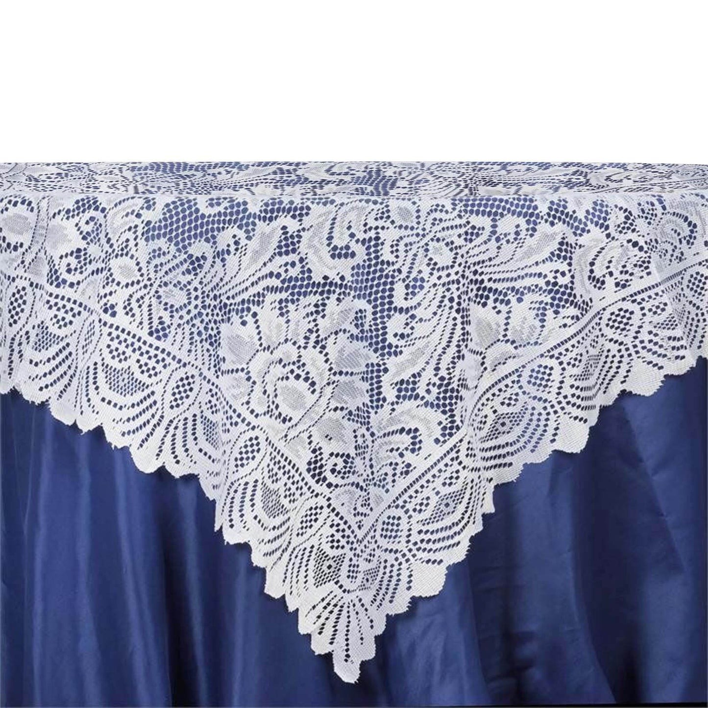 Lace 54"x54" Table Overlay Square Tablecloth White - Stylish Victorian Design Event Decor - NestOCart