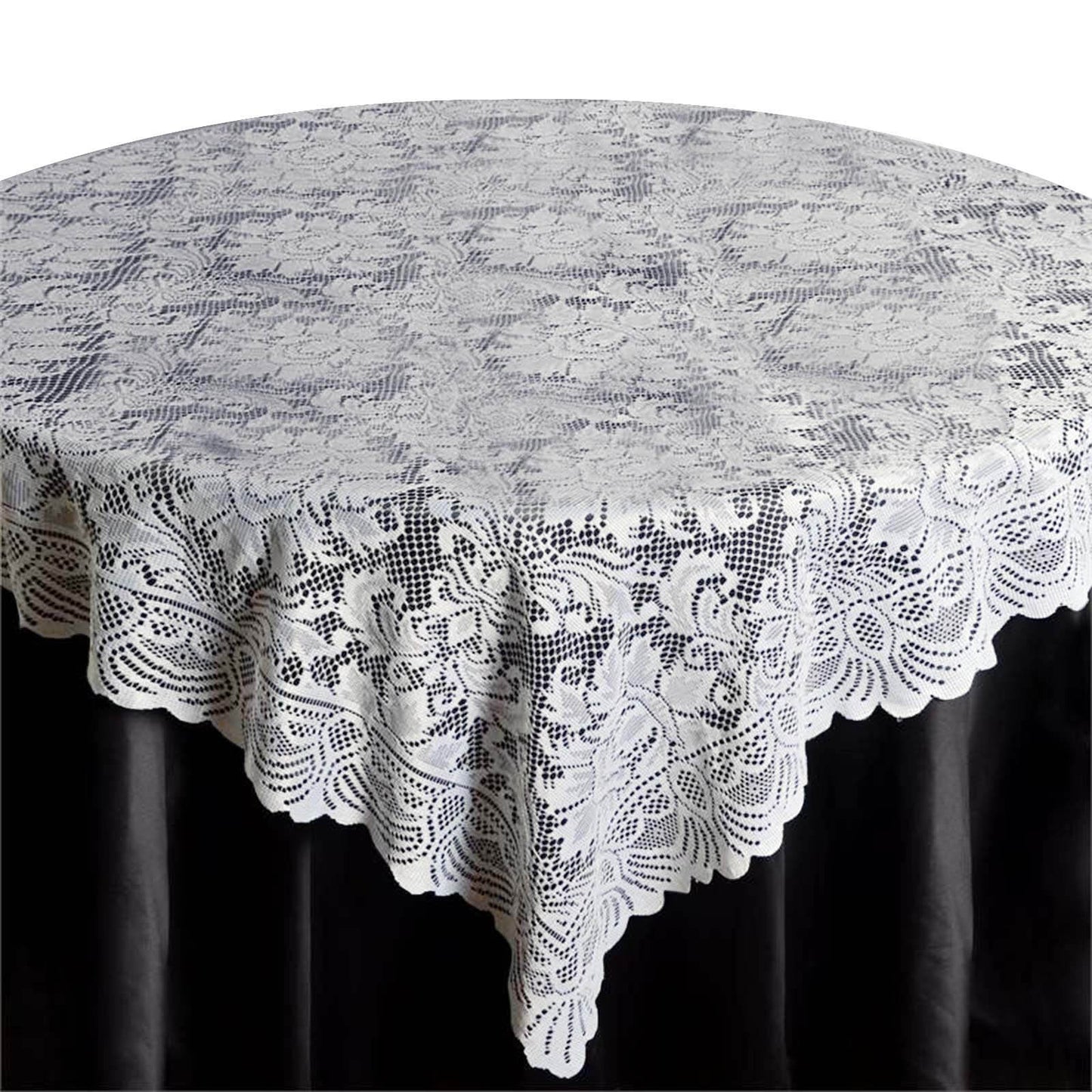Lace 72"x72" Table Overlay Square Tablecloth Ivory - Victorian Design for Timeless Celebrations - NestOCart