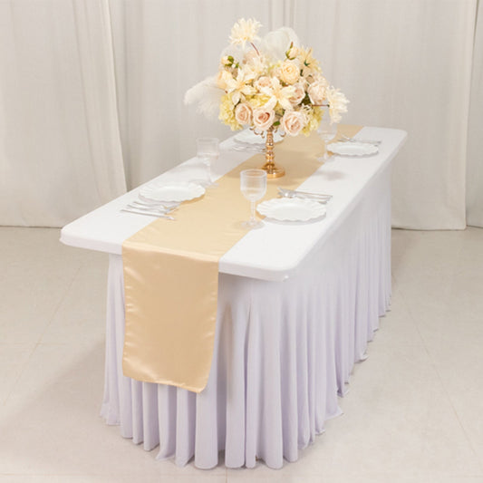 Lamour Satin 12"x108" Table Runner Beige - Smooth & Lustrous Finish - Bell Racket Store