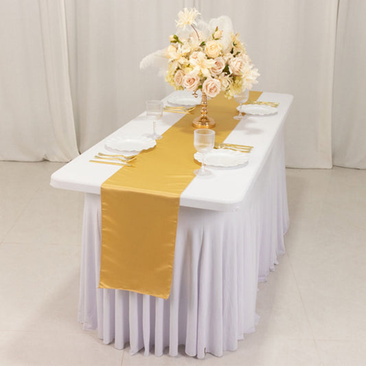 Lamour Satin 12"x108" Table Runner Champagne - Smooth & Lustrous Finish - Bell Racket Store