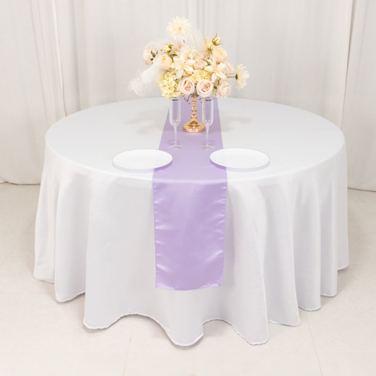 Lamour Satin 12"x108" Table Runner Lavender Lilac - Smooth & Lustrous Finish - Bell Racket Store