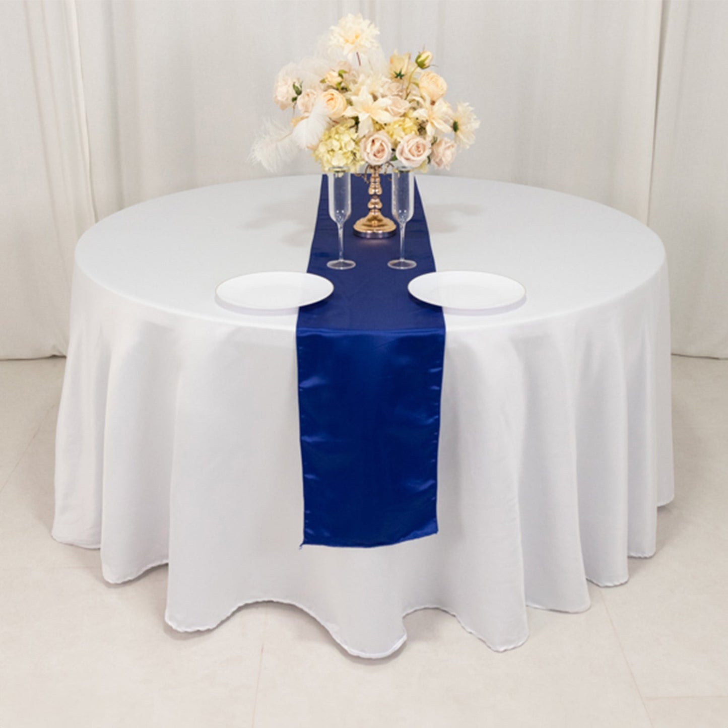 Lamour Satin 12"x108" Table Runner Royal Blue - Smooth & Lustrous Finish - Bell Racket Store