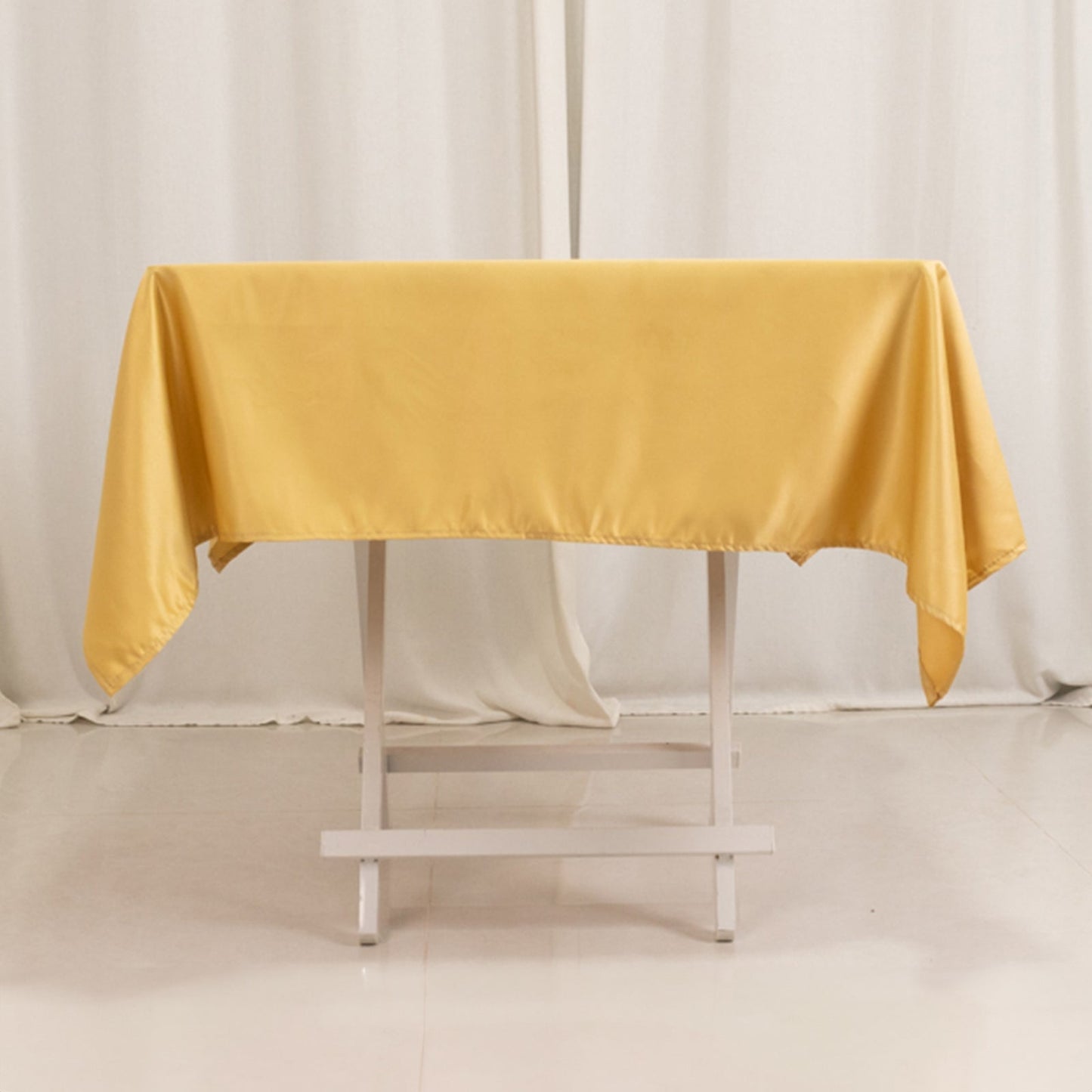 Lamour Satin 54"x54" Square Tablecloth Champagne - Durable & Silk - Like Table Cover - Bell Racket Store