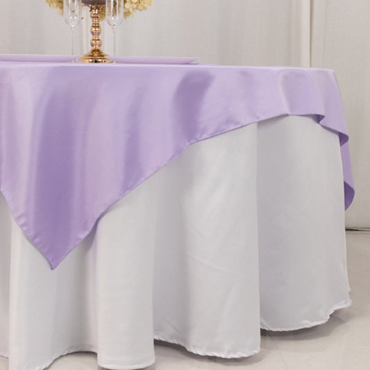 Lamour Satin 72"x72" Table Overlay Square Tablecloth Lavender Lilac - Smooth Finish Table Topper - Bell Racket Store