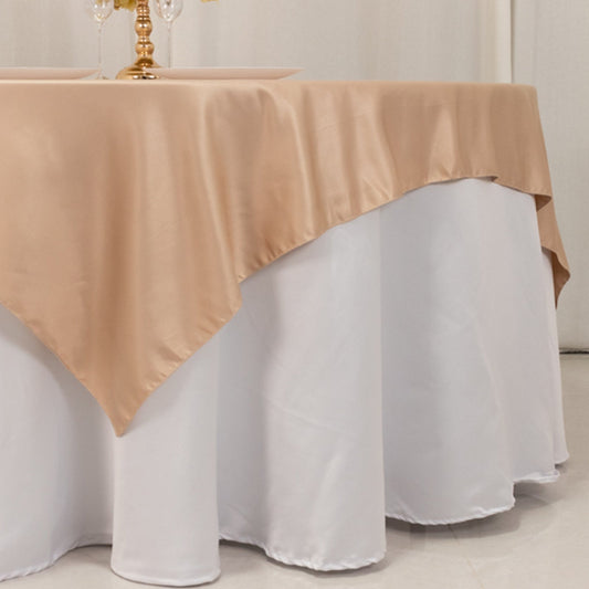 Lamour Satin 72"x72" Table Overlay Square Tablecloth Nude - Smooth Finish Table Topper - Bell Racket Store
