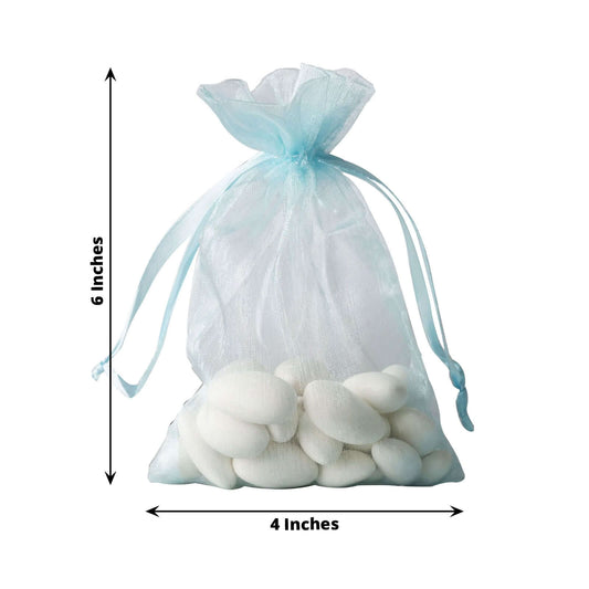 10 Pack 4"x6" Light Blue Organza Drawstring Wedding Party Favor Gift Bags - Clearance SALE