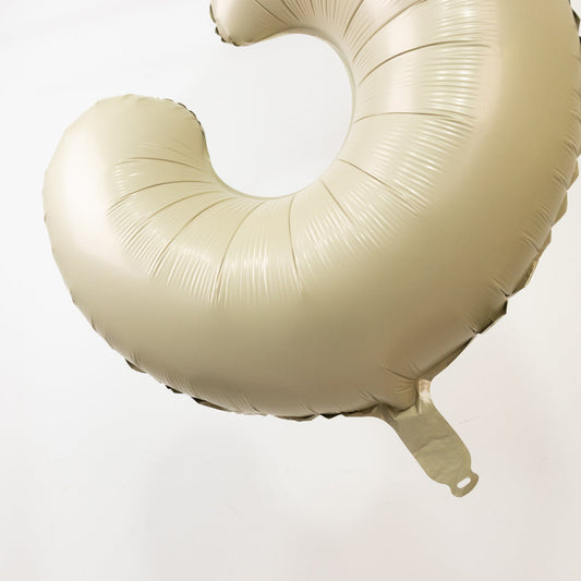 Matte Cream Number Balloons 0 - 9 – 35" Large Mylar Foil Balloons, Air or Helium Fill - Bell Racket Store