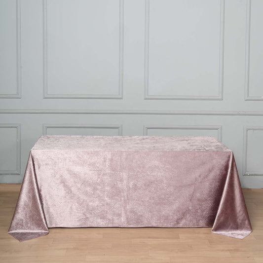 Premium Velvet 90"x132" Rectangle Tablecloth Mauve - Reusable Soft & Seamless Table Cover