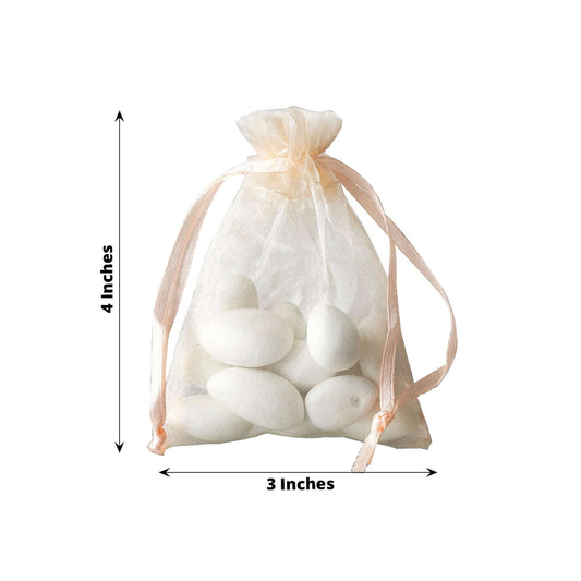 10 Pack 3"x4" Peach Organza Drawstring Wedding Party Favor Gift Bags - Clearance SALE