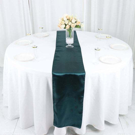 Satin 12"x108" Table Runner Peacock Teal - Stylish Table Linen