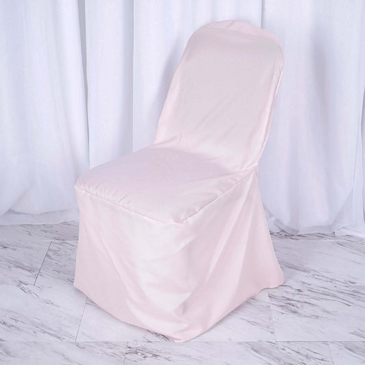 Polyester Slip On Banquet Chair Covers Blush - Stain-Resistant Reusable Durable Fabric
