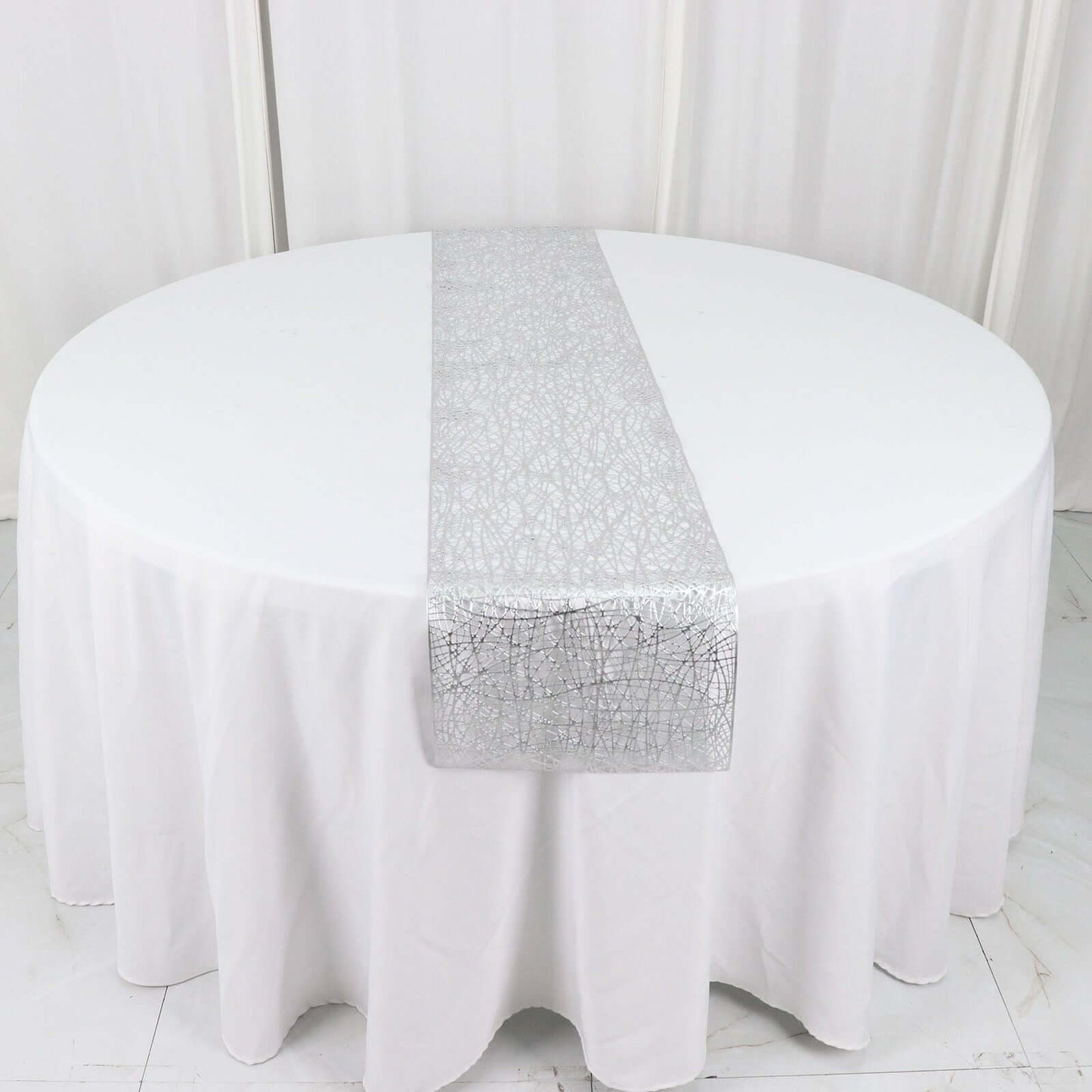 Plastic Woven Vinyl 13"x6ft Table Runner Metallic Silver - Non - Slip & Reversible Tabletop Decor - Bell Racket Store