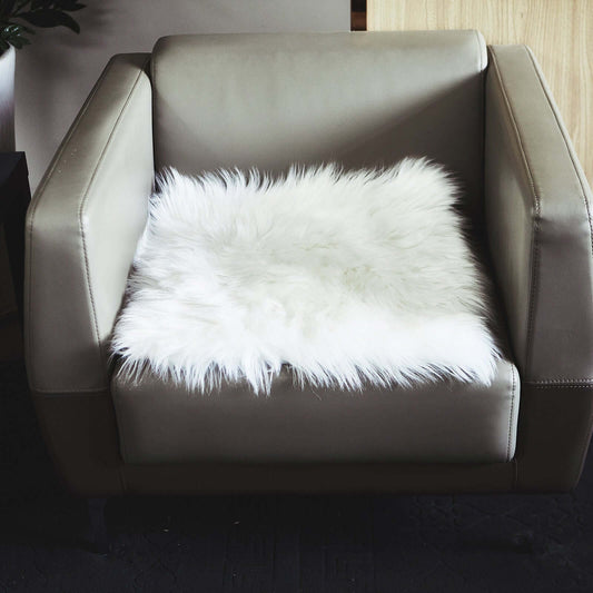 Faux Sheepskin 20" Cushion Cover with Soft Plush Finish White - Stylish Small Shag Area Rug for Events