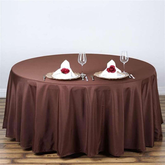 Polyester 108" Round Tablecloth Chocolate - Wrinkle - Resistant Table Cover - NestOCart