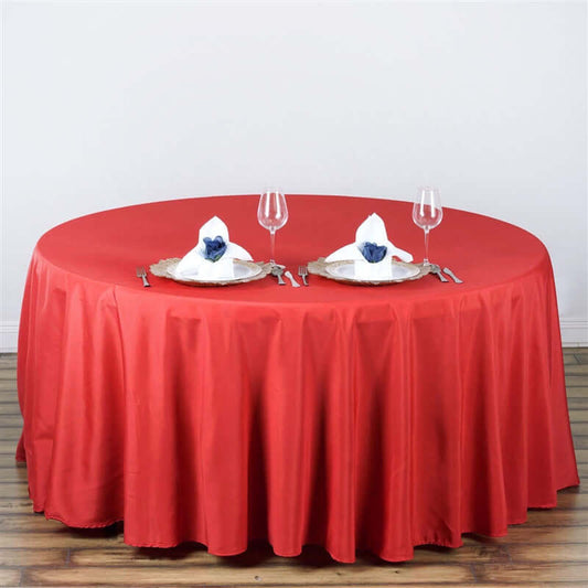 Polyester 108" Round Tablecloth Red - Wrinkle - Resistant Table Cover - NestOCart