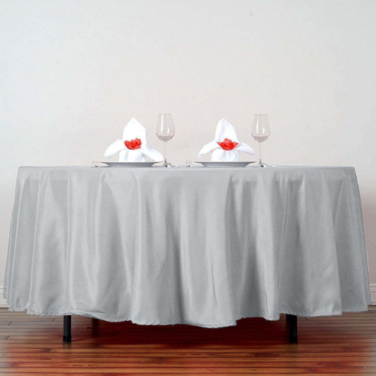 Polyester 108" Round Tablecloth Silver - Wrinkle - Resistant Table Cover - NestOCart