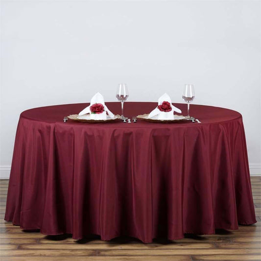 Polyester 120" Round Tablecloth Burgundy - Seamless Wrinkle - Resistant Table Cover - NestOCart
