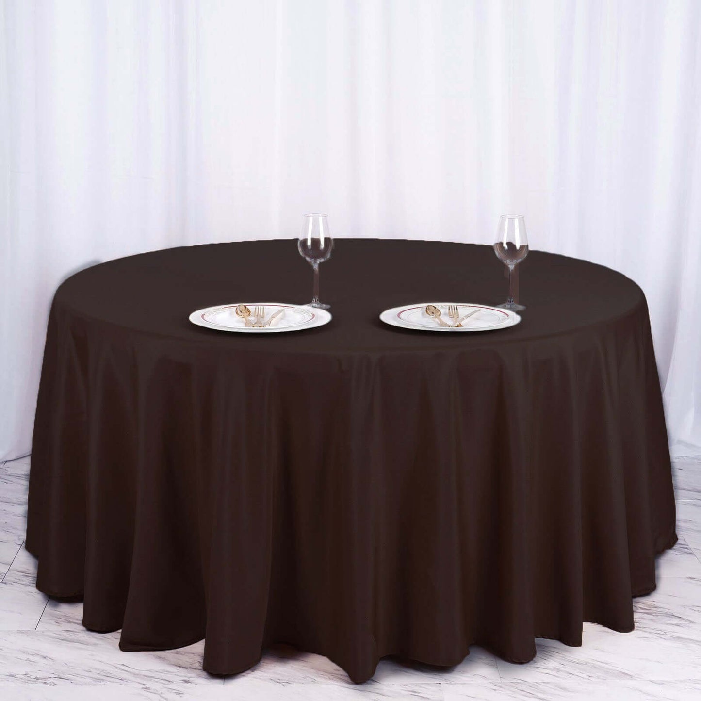 Polyester 120" Round Tablecloth Chocolate - Seamless Wrinkle - Resistant Table Cover - NestOCart