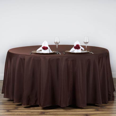 Polyester 120" Round Tablecloth Chocolate - Seamless Wrinkle - Resistant Table Cover - NestOCart