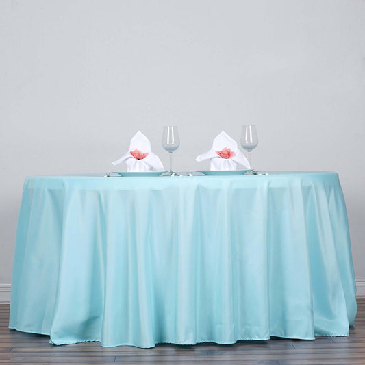 Polyester 120" Round Tablecloth Light Blue - Seamless Wrinkle - Resistant Table Cover - NestOCart