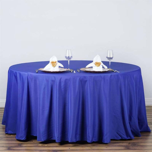 Polyester 120" Round Tablecloth Royal Blue - Seamless Wrinkle - Resistant Table Cover - NestOCart