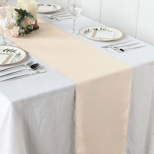 Polyester 12"x108" Table Runner Beige - Durable & Wrinkle - Resistant Table Decor - NestOCart