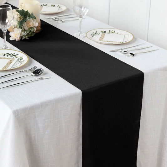 Polyester 12"x108" Table Runner Black - Durable & Wrinkle - Resistant Table Decor - NestOCart