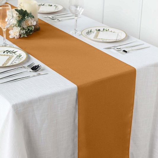 Polyester 12"x108" Table Runner Gold - Durable & Wrinkle - Resistant Table Decor for All Occasions - NestOCart