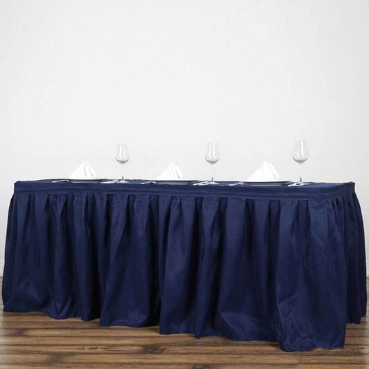 Polyester 21ft Table Skirt Navy Blue - Classic Pleated Design - NestOCart