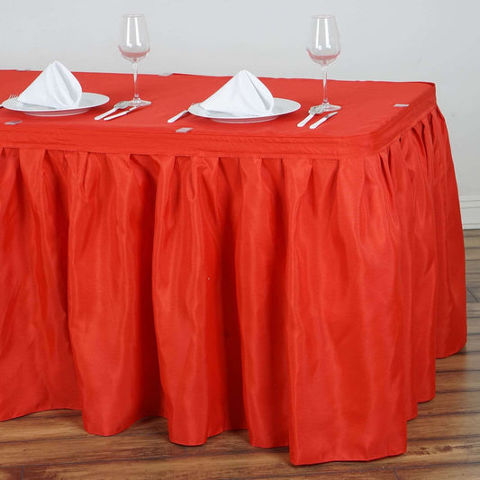 Polyester 21ft Table Skirt Red - Classic Pleated Design - NestOCart