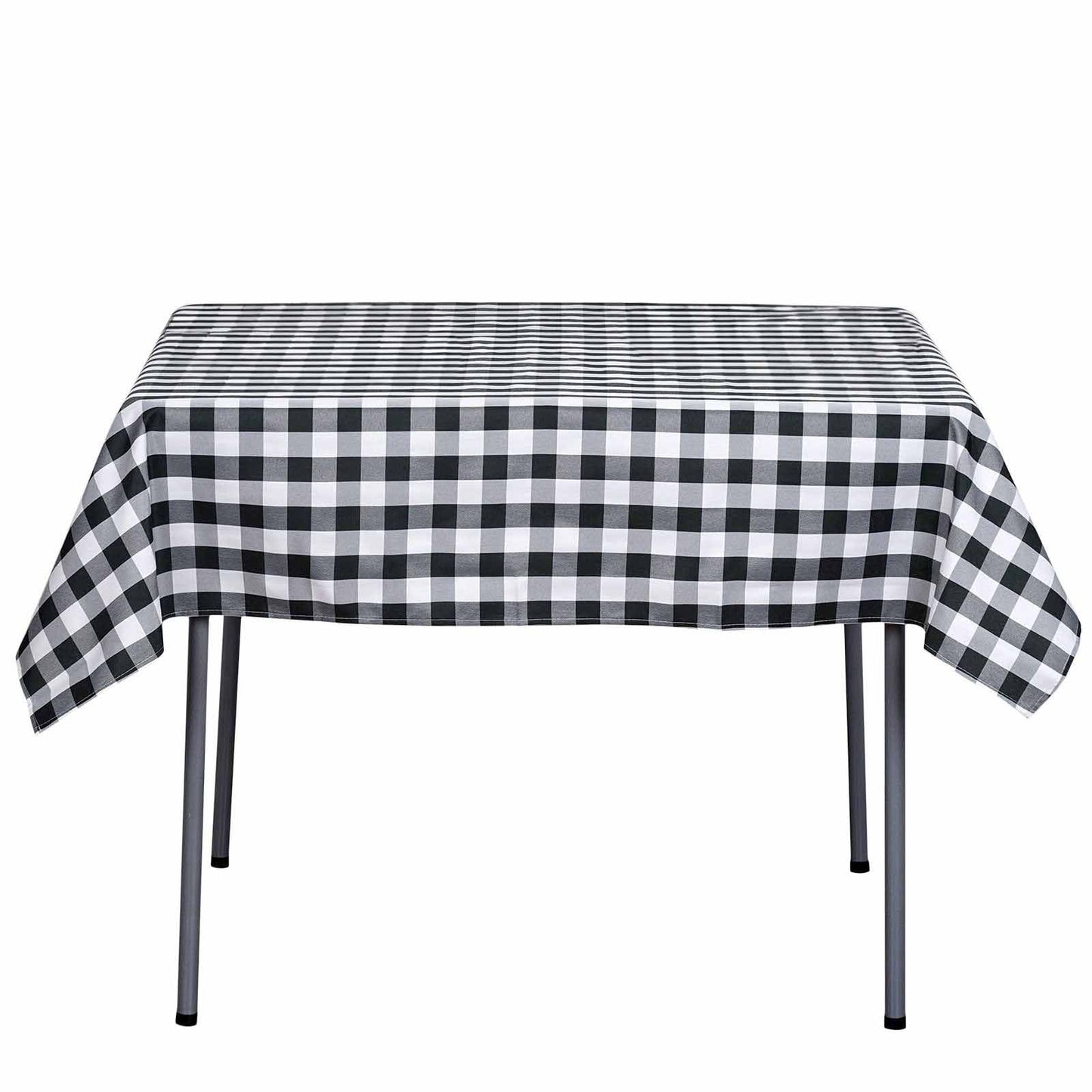 Polyester 54"x54" Square Tablecloth White/Black - Checkered Buffalo Plaid Design for Casual Table Settings - NestOCart