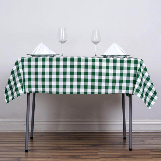 Polyester 54"x54" Square Tablecloth White/Green - Checkered Buffalo Plaid Design for Casual Table Settings - NestOCart
