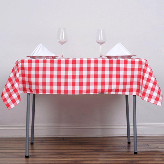 Polyester 54"x54" Square Tablecloth White/Red - Checkered Buffalo Plaid Design for Casual Table Settings - NestOCart