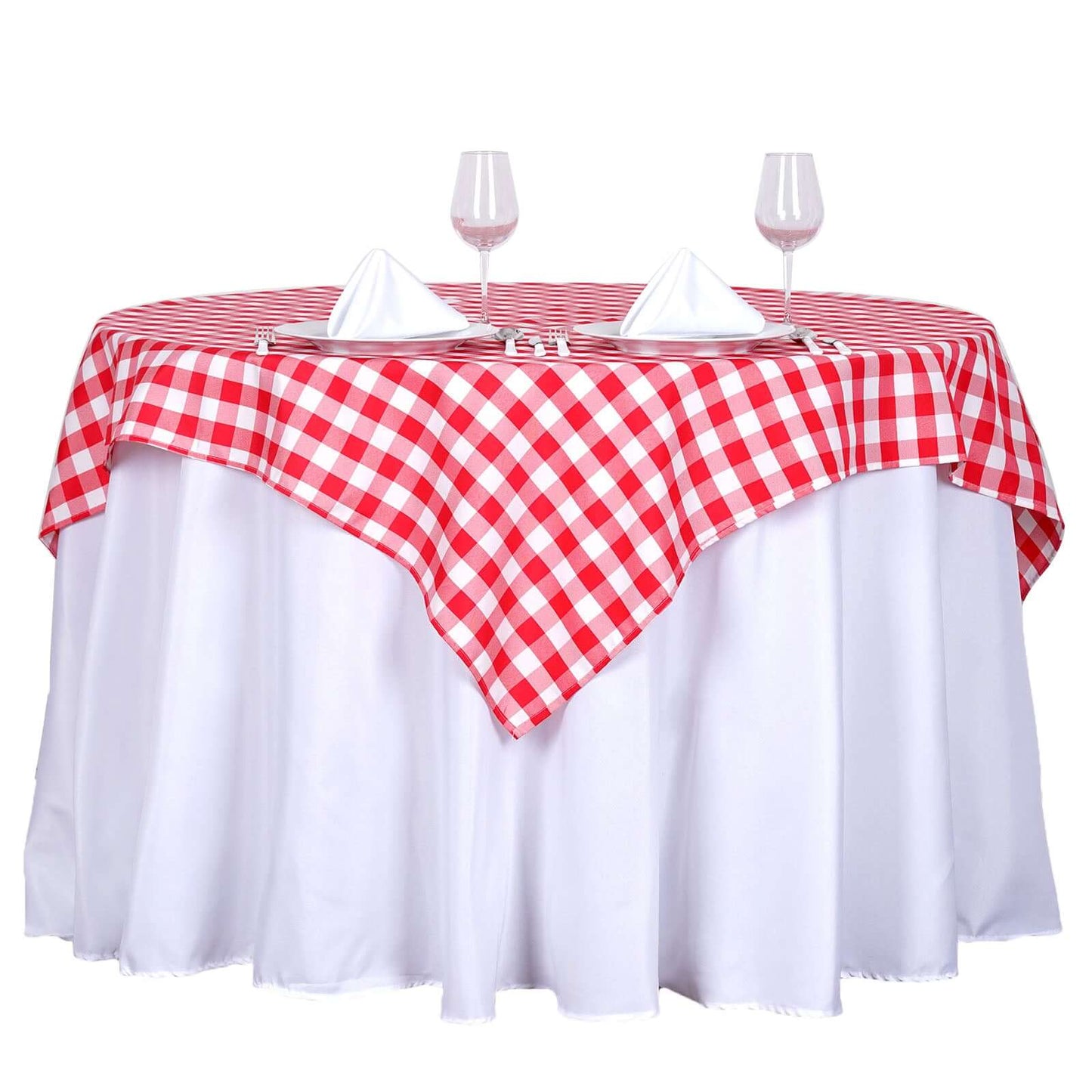 Polyester 54"x54" Square Tablecloth White/Red - Checkered Buffalo Plaid Design for Casual Table Settings - NestOCart
