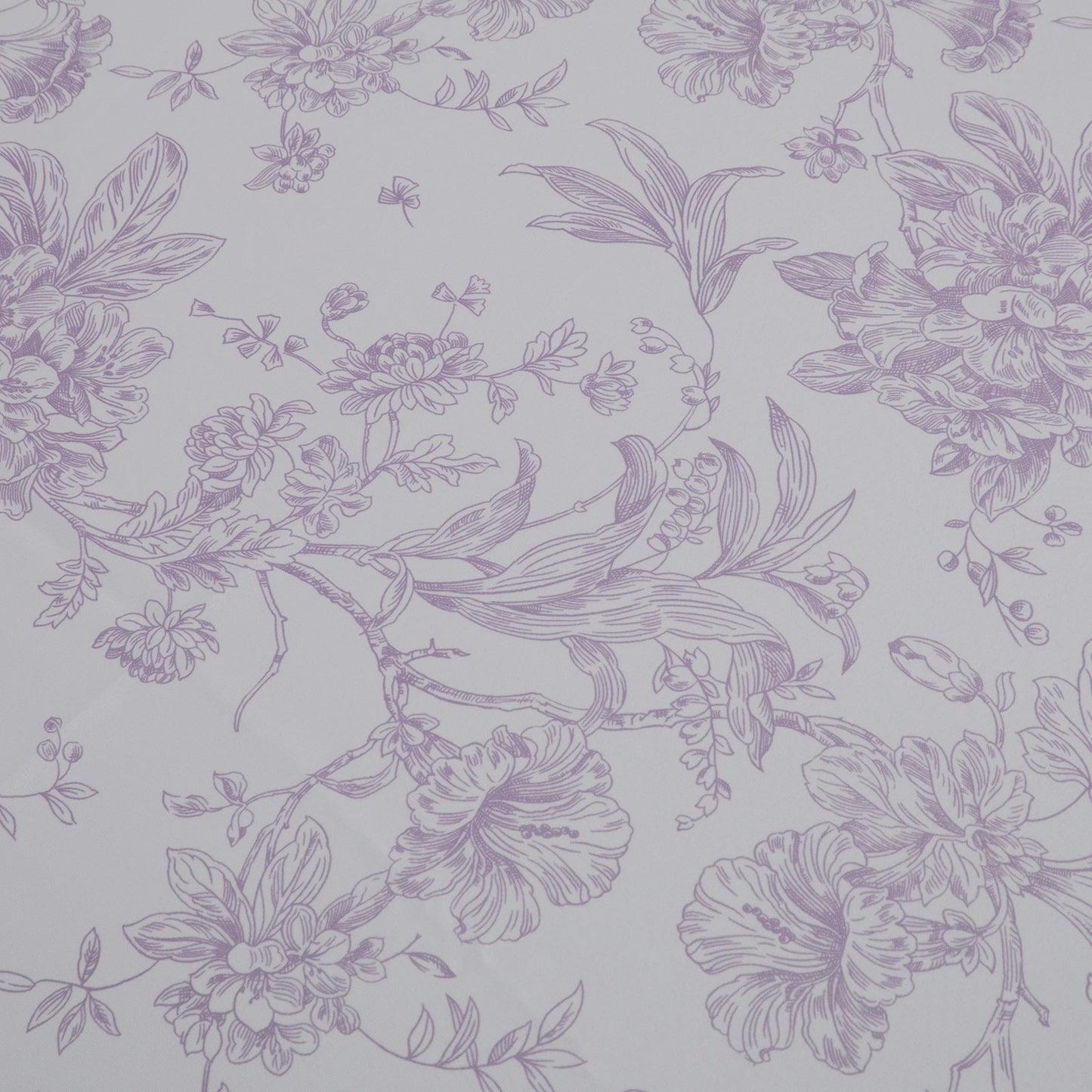 Polyester 70"x70" Table Overlay White - Lavender Lilac French Toile Pattern for Stylish Events - Bell Racket Store