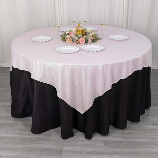 Polyester 72"x72" Table Overlay Square Tablecloth Iridescent - Glitter Sparkle Table Topper - Bell Racket Store