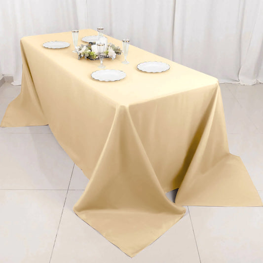 Polyester 90"x132" Rectangle Tablecloth Beige - Seamless Wrinkle - Resistant Table Cover - NestOCart
