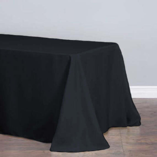 Polyester 90"x132" Rectangle Tablecloth Black - Rounded Corners and Seamless Table Cover - NestOCart