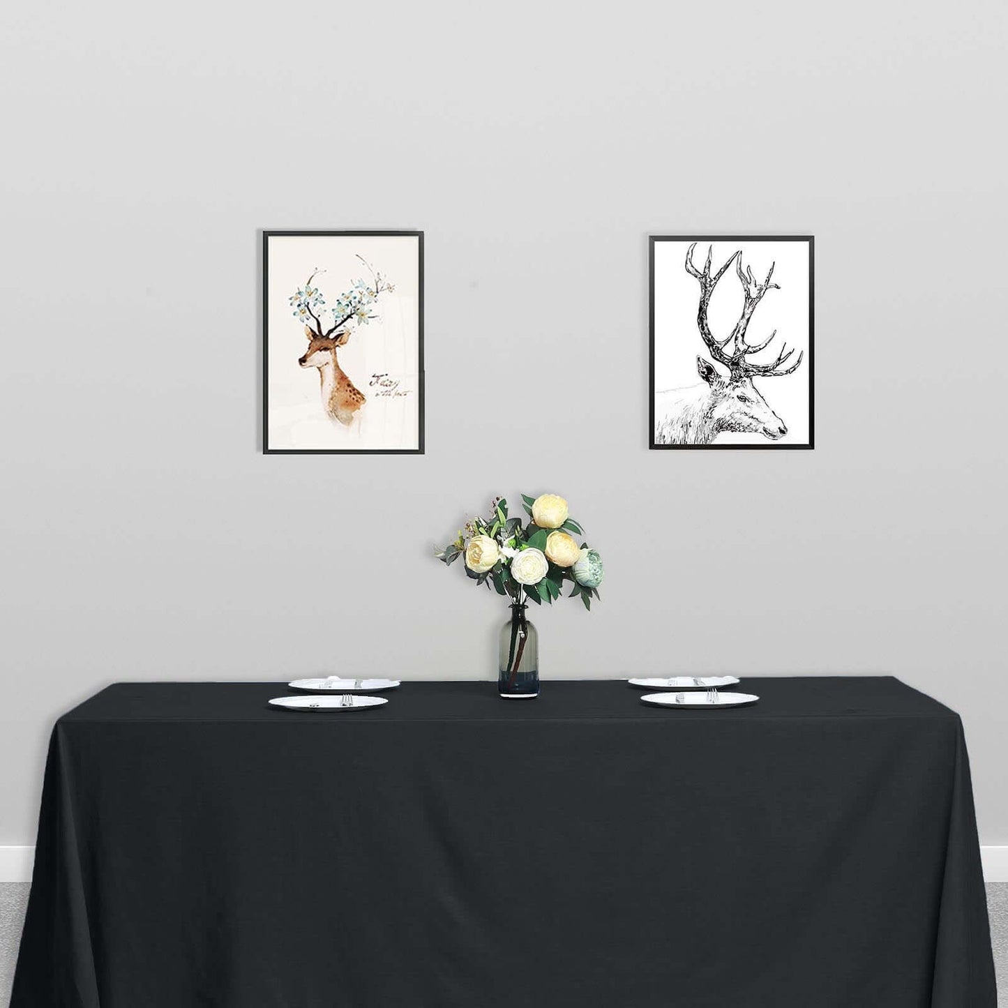 Polyester 90"x132" Rectangle Tablecloth Black - Seamless Wrinkle - Resistant Design for Luxe Celebrations - NestOCart