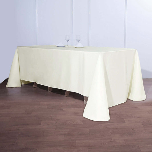 Polyester 90"x132" Rectangle Tablecloth Ivory - Seamless Wrinkle - Resistant Table Cover - NestOCart