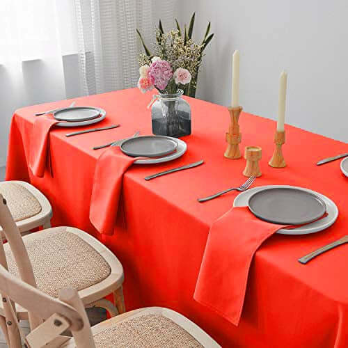 Polyester 90"x132" Rectangle Tablecloth Red - Seamless Wrinkle - Resistant Table Cover - NestOCart