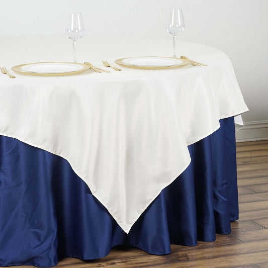 Polyester 90"x90" Table Overlay Square Tablecloth Ivory - Wrinkle - Resistant & Durable Table Cover - NestOCart
