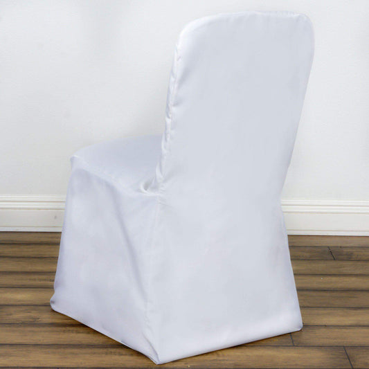 Polyester Chair Cover with Square Top for Banquet Chairs White - Durable Reusable Slip - On Cover for Weddings & Parties - NestOCart
